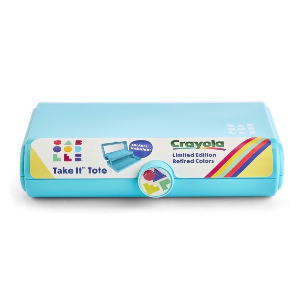Caboodles Crayola Take It Tote Mirror Blue Limited Edition Retired Colors Case